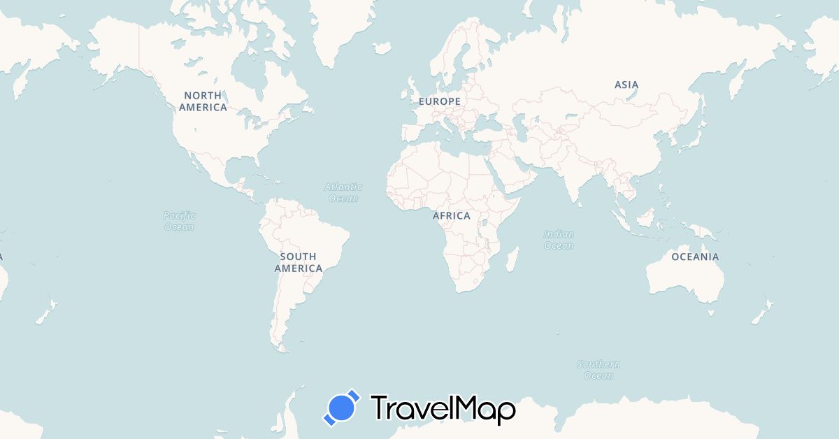 TravelMap itinerary: driving, bus, plane, train, boat in Australia, China, France, Indonesia, Malaysia, New Caledonia, New Zealand, Qatar, Singapore, Thailand (Asia, Europe, Oceania)